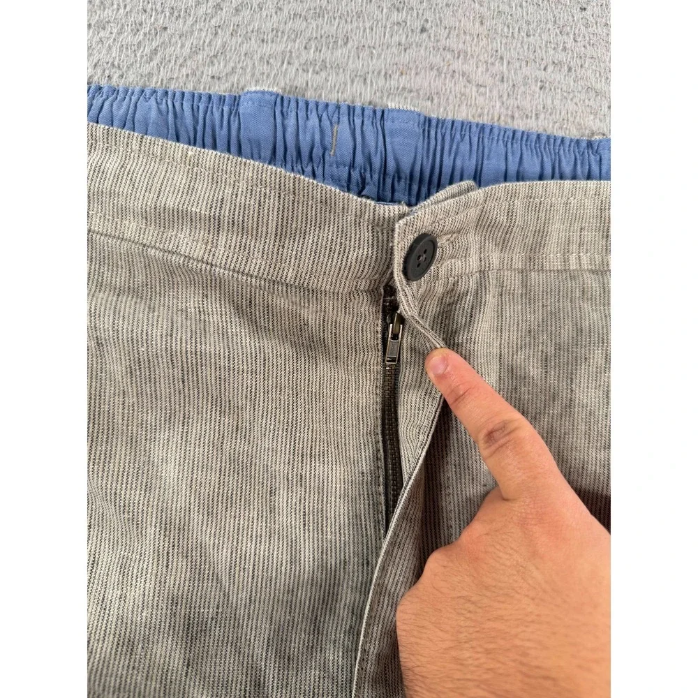 Tommy Bahama Shorts Men 3XLT (44x10) Gray Linen‎ Pleated Chino Drawstring